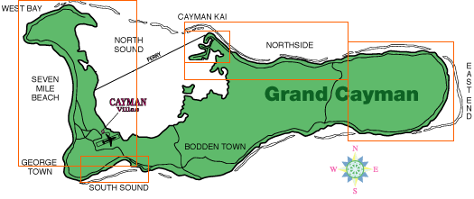 The Cayman Islands Grand Cayman Island Map Featuring Location Of Villas Condos